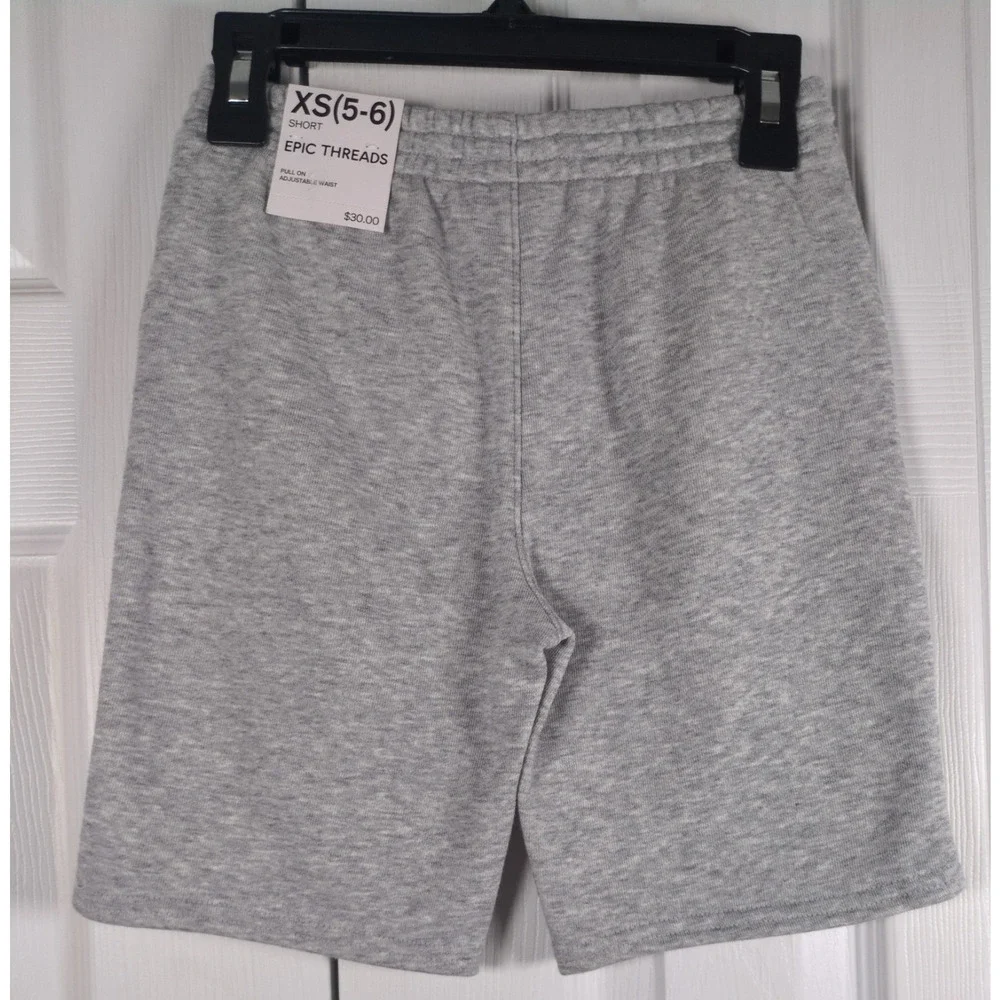 Epic Threads Boys Shorts XS 5-6 Gray Fleece Pull On Adjustable Waist NWT